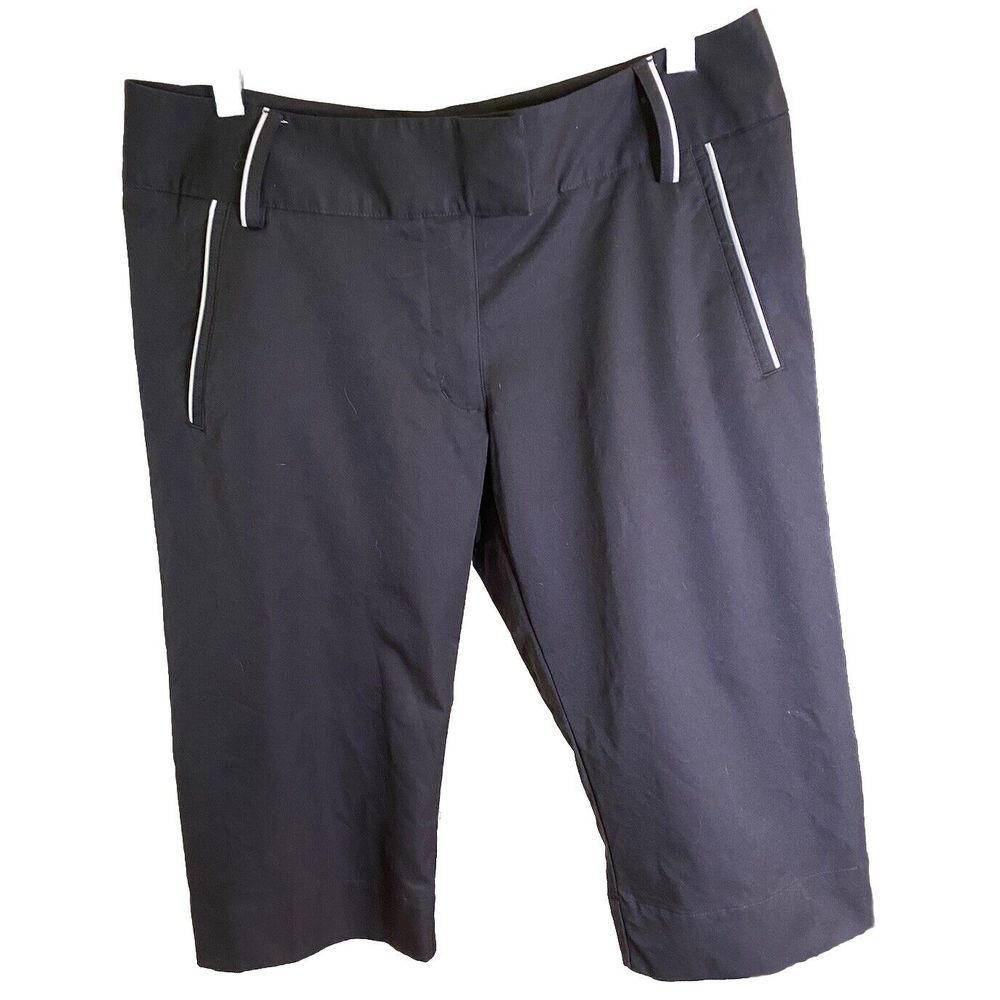 Adidas Women Golf CLIMALITE Crop Pants‎  Black Size 10 Snap Hem Belt Loops